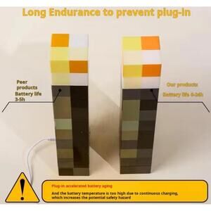 LED Minecraft Torch Lamp muil Colors Bedroom Decorative Light With USB Charging